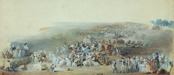 Pariser am Champ de Mars, die sich auf das Fête de la Fédération vorbereiten, 14. Juli 1790